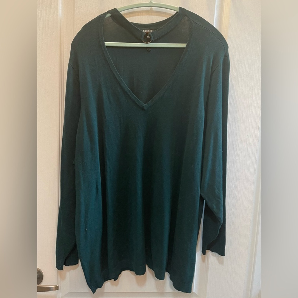 Torrid Teal V-Neck Lightweight Sweater Size 5